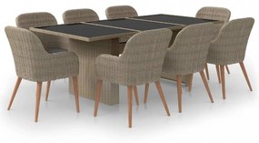 vidaXL 9 részes barna kültéri polyrattan étkezőgarnitúra