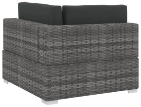4 részes szürke polyrattan kerti kanapészett párnákkal