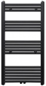 Egyenes fekete törölközőszárító radiátor központi fűtéssel 600x1160 mm