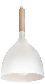 Csillár zsinóron NOAK WOOD 1xE27/15W/230V fehér/bükkfa