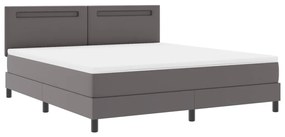 Boxspring ágy szürke színben, szuper king méret, műbőr