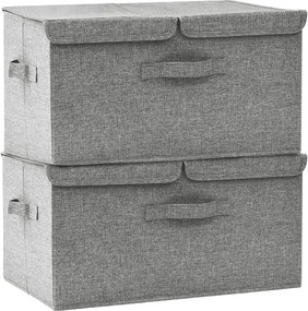 vidaXL 2 db szürke szövet tárolódoboz 50 x 30 x 25 cm