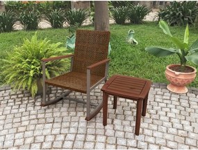 Sötétbarna tömörfa hintaszék asztallal Sinaloa – Garden Pleasure