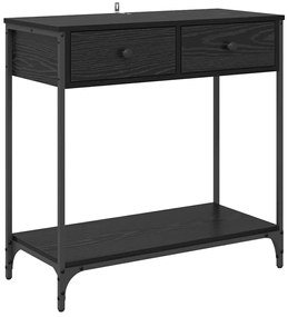 vidaXL Konzolasztal fiókkal Fekete tölgy 75 x 34,5 x 75 cm Faanyag