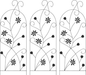 vidaXL Kerti Kerítés zárral 3 pcs Fekete 112 x 39,5 cm Acél