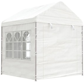 Fehér polietilén pavilon tetővel 8,92 x 2,28 x 2,69 m