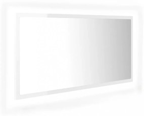 magasfényű fehér akril LED-es fürdőszobatükör 90x8,5x37 cm