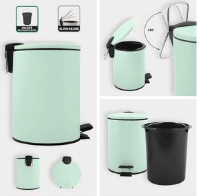 Mentazöld acél pedálos szemetes 3 l Adelar – Spirella