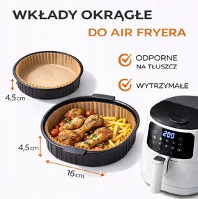 Air Fryer Ø16 cm-es papírbetét 4,5 cm-es lappal – 100 db