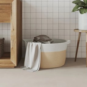 bézs és fehér pamut tárolókosár Ø40 x 25 cm