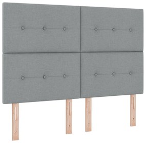 Boxspring Ágy Mattal - Világosszürke, 140x200 cm, Szövet