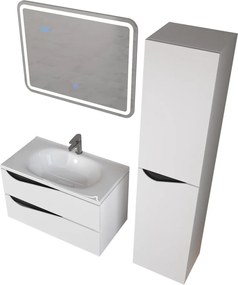 Piramida BETA fali fürdőszoba - állószekrény - FEHÉR-FEKETE - 35 x 150 x 30 cm