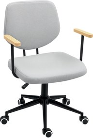 HOMCOM Íróasztali Szék Fa Karfával és Állítható Magasságú Forgószék Tanulószobába - Teherbírás: 120 kg - Szürke | Aosom
