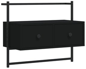 fekete szerelt fa fali TV szekrény 60,5 x 30 x 51 cm