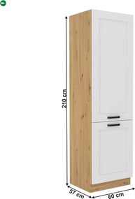 Magas szekrény, fehér/artisan tölgy, LULA 60 DK-210 2F
