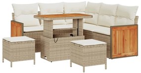 vidaXL Kerti Kanapé Szett párnával 8 pcs Beige és krém