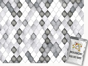 Fotótapéta Flizelina Marokkói Lóhere Szürke Mozaik Csempe 200x140 ragasztó