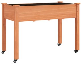 barna tömör fenyőfa kerekes ültetőláda béléssel 118x59x80 cm
