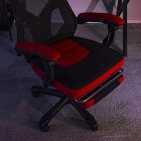 Gamer Forgószék Fekete/Piros Színben. Teherbírás: 150 kg. BING