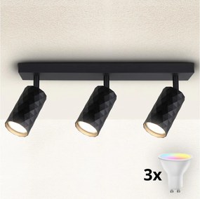 Brilagi - LED RGBW fényerőszabályozható spotlámpa SELE DIAMANT 3xGU10/4,8W/230V fekete
