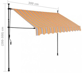 sárga és kék kézzel kihúzható LED-es napellenző 300 cm