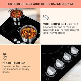 Klarstein EasyCook, üvegkerámia főzőlap, 6100 W, forgó szabályozó, fekete