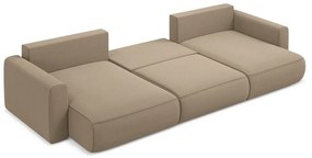 Világosbarna bársony kinyitható-tárolóhelyes (U alakú) sarokkanapé Kapua – Makamii