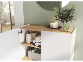 Fehér előszoba bútor tölgyfa dekorral 74x200x33 cm Alviano – Germania