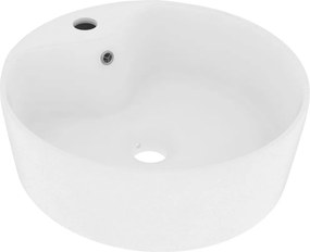 vidaXL matt fehér luxus kerámia mosdókagyló túlfolyóval 36 x 13 cm