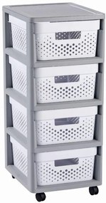 Curver Infinity Dots 4x11L fiókos polc, fehér-szürke
