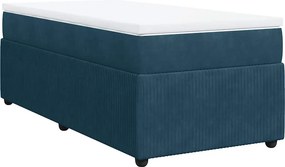 vidaXL sötétkék bársony rugós ágy matraccal 90x190 cm