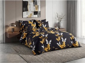 Mikroszálas ágyneműhuzat GOLD BUTTERFLY fekete Ágyneműhuzat mérete: 2 db 70 x 90 cm | 200 x 220 cm
