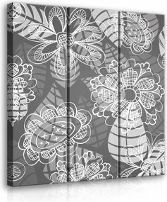 Vászonkép 90x100 Triptichon Absztrakt Szürke Fehér Vonalak Minta Dekoráció