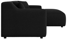 Fekete kordbársony sarokkanapé (jobb oldali-heverő résszel) Martin – Ropez
