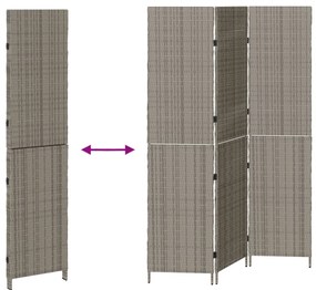 Szobaelválasztó 3 paneles Összecsukható Szürke 147x180 cm Poly Rattan