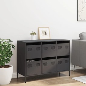 fekete hidegen hengerelt acél tálalószekrény 101,5x39x73,5 cm