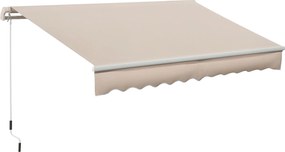 Outsunny Manuális Összehúzható Napernyő 295x200 cm Erkélyre Fém Karral Vízálló és UV-álló Külső Rolós Napernyő Kertre, Teraszon, Ablakokhoz Beige | Ao