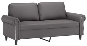 vidaXL 2 személyes szürke műbőr kanapé díszpárnákkal 140 cm
