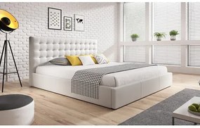Kárpitozott ágy VERO méret 140x200 cm - Eco-bőr Fehér