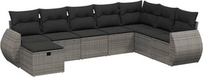 vidaXL 8 részes szürke polyrattan kerti ülőgarnitúra párnákkal