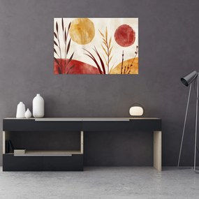 Kép - Növények és körök (90x60 cm)