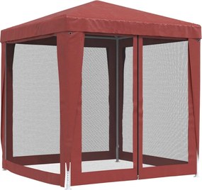 Piros HDPE rendezvénysátor 4 hálós oldalfallal 2 x 2 m