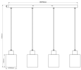 Globo 54114-4H - TRENT kábeles csillár 4xE27/40W/230V