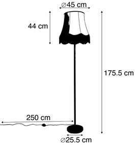 Klasszikus állólámpa fekete Granny B árnyékolóval szürke - Simplo