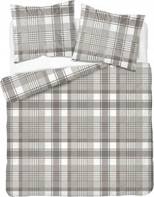 Ágyneműhuzat 220x200 bézs fehér kockás pamut