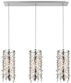 PREZENT 64366 VITRA Kristály Függesztett Lámpa Átlátszó, Ezüst E14 IP20
