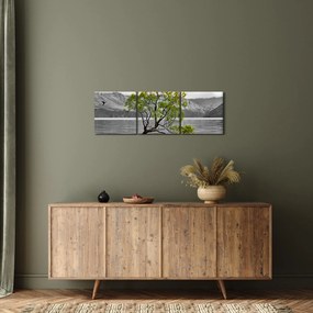 Fa képe a tó közepén (órával) (90x30 cm)