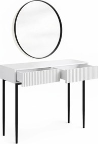 Nicole fésülködőasztal tükörrel 80 cm – matt fehér / fekete lábak