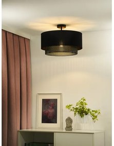 Duolla - Felületre szerelhető csillár BOHO RATTAN 1xE27/15W/230V átm. 45 cm fekete