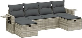 vidaXL 6 részes világosszürke polyrattan kerti ülőgarnitúra párnákkal